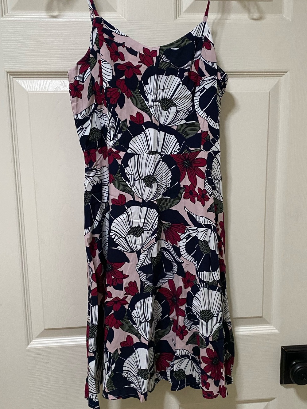LOFT Pink, Navy & White Floral Slip Dress